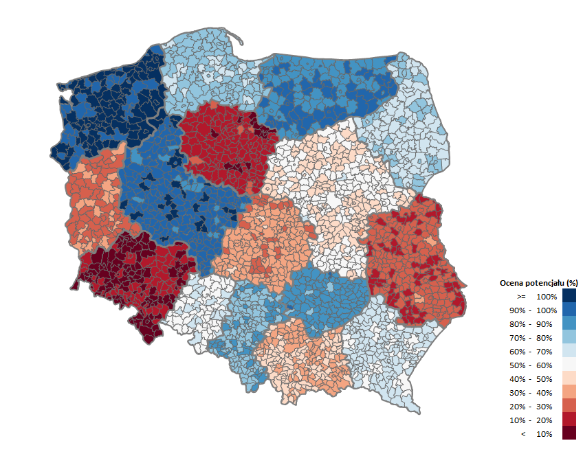 Mapa Polski Excel TOP 4 v3