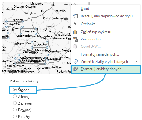 Mapa Polski Excel - Jak pokazać na mapie nazwy obszarów administracyjnych (powiaty, gminy) 4