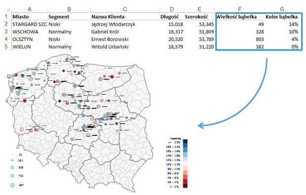 Mapa Polski Excel - Jak przedstawić na mapie bazę adresów po geokodowaniu 6