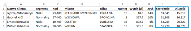 Mapa Polski Excel - Jak wykonać geokodowanie bazy klientów (punktów, miejscowości, adresów) 5
