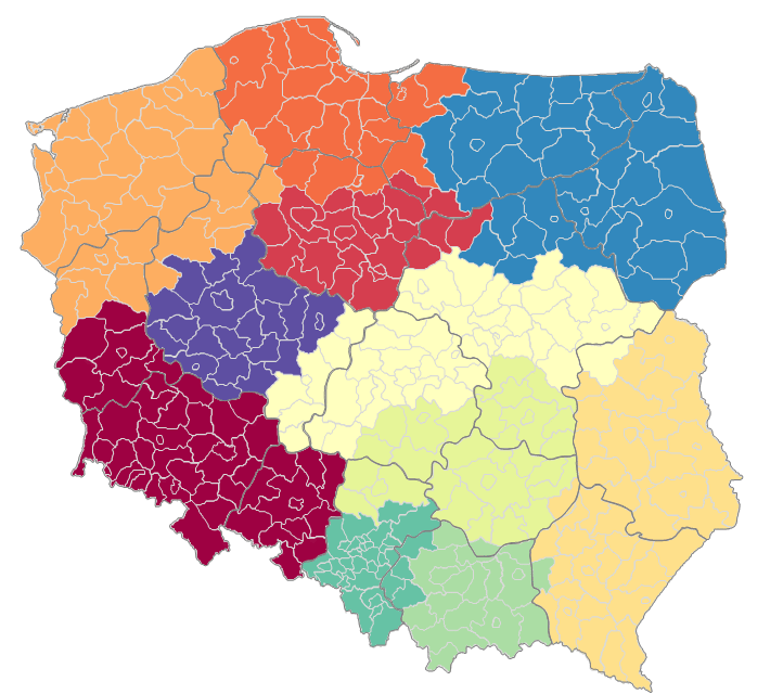Mapa Polski Excel - tworzenie podziału geograficznego 8