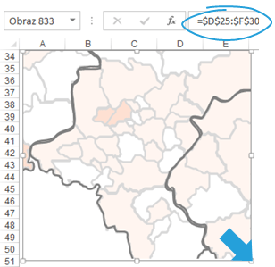 Mapa Polski Excel - Jak pokazać w powiększeniu obszar administracyjny Śląska 3