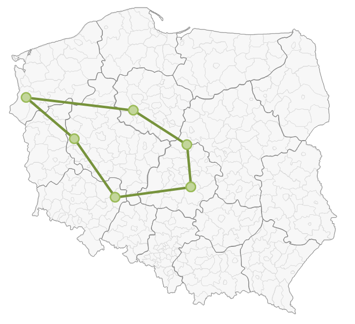 Mapa Polski Excel - Jak zaznaczyć na mapie kolejność odwiedzania punktów lub obszar 5