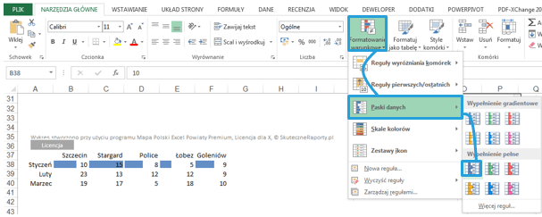 Mapa Polski Excel – Jak utworzyć kartodiagram kolumnowy z użyciem formatowania warunkowego 3