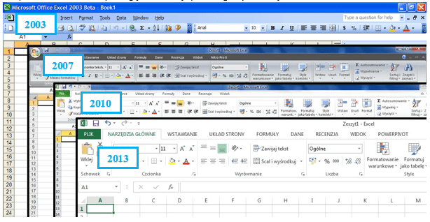 Współczynnik Dane-Atrament w programie Excel 2003, 2007, 2010 i 2013 - Interfejs