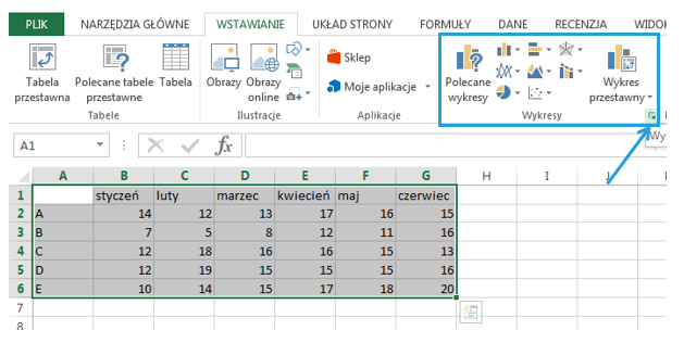 Jak zachowuje się wykres punktowy w Excel 2013 - wstawianie wykresu