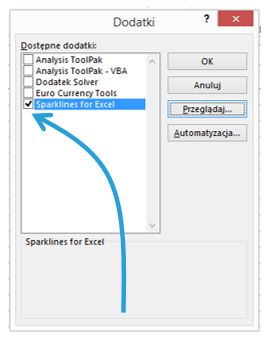 Sparklines for Excel - instalacja krok 4