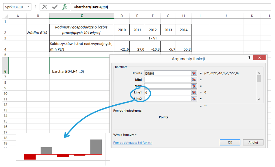 Sparklines for Excel - wykresy porównawcze 4
