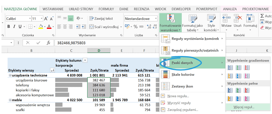 Dashboard analityczny w Excelu krok po kroku (cz.1 ) - formatowanie warunkowe w tabeli przestawnej_12