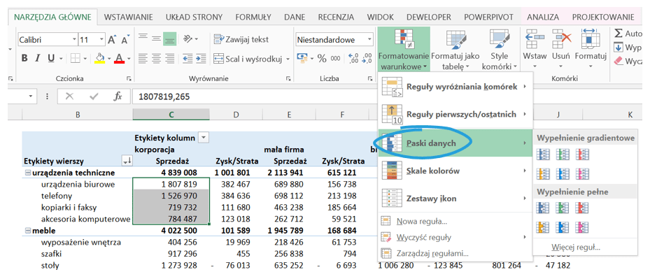 Dashboard analityczny w Excelu krok po kroku (cz.1 ) - formatowanie warunkowe w tabeli przestawnej_7